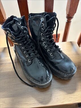 H&M Platform Boots Chunky Soles Lace Up Ankle Boots Military Boots Size 5